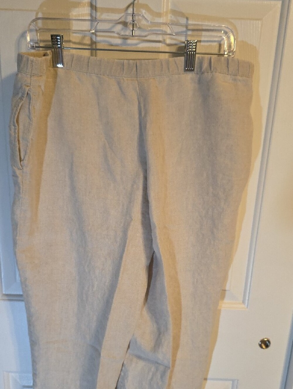 J. Jill Beige/Cream Cropped Linen Blend Pants - Picture 6 of 7